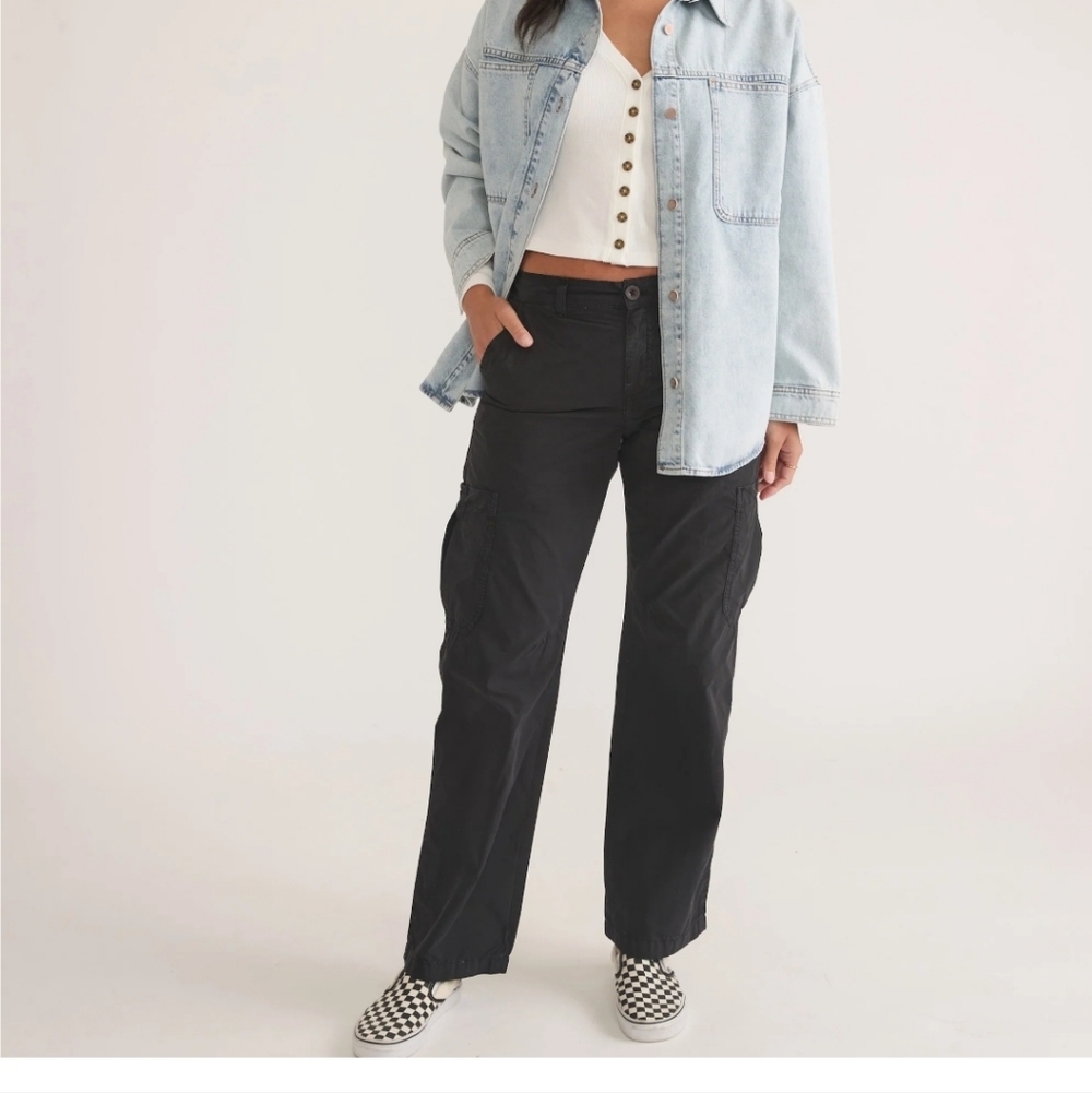 Marine Layer Jo Wide Leg Utility Cargo Pant In Black